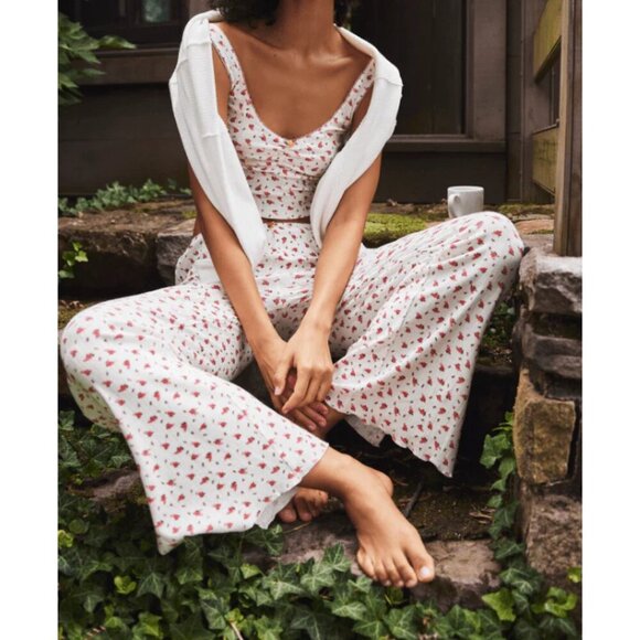 FREE PEOPLE Fresh In Love Lounge Set in Bluebird Combo Size X-Small - Picture 3 of 15